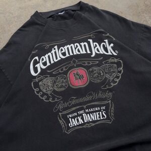 Vintage 90s Jack Daniels Gentleman Jack Whiskey T-Shirt Black XL (d1a)